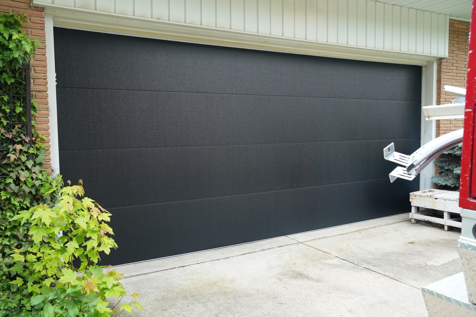 Modern black garage door