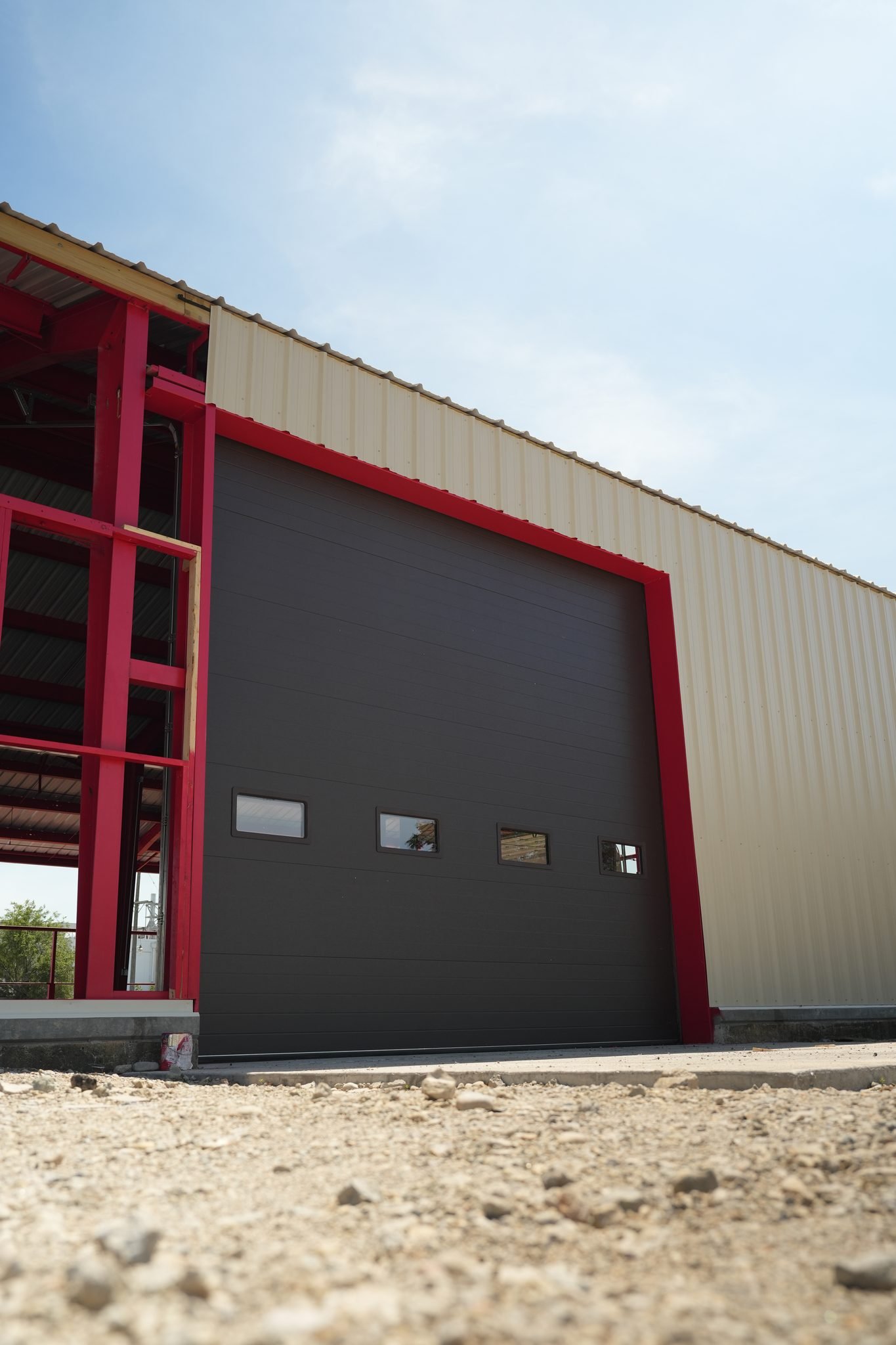 Dark commercial garage door