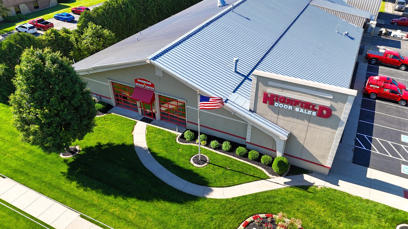 Highfield Door Sales showroom aerial view