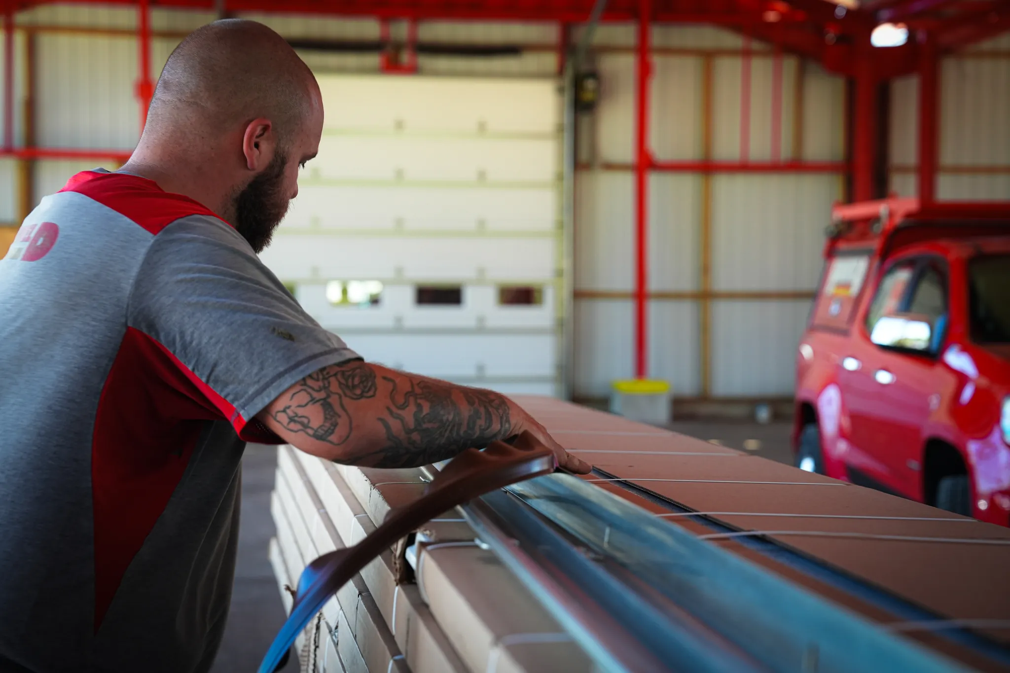 Highfield technician repairing a garage door in Kettering, Ohio